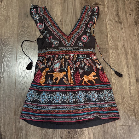 Anthropologie V-Neck Plunge Tunic Mini Dress - Picture 11 of 14